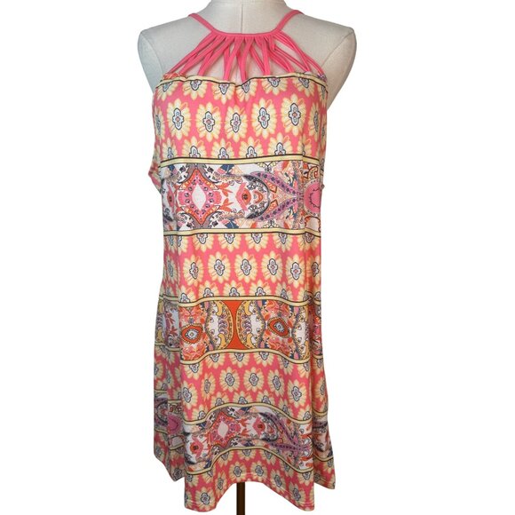 2/$30 NEW XL Sleeveless Geometric Stretchy Print Summer Dress - Picture 6 of 14